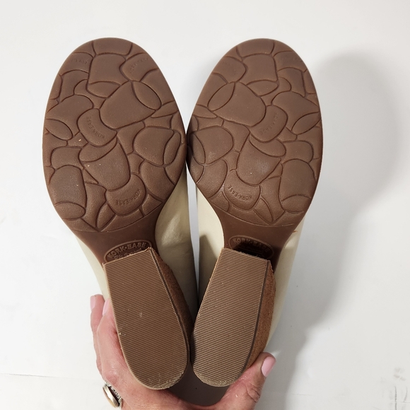 kork-Ease womens sz 7.5 nude tan challis leather slip on block heeled mules $165 - Picture 5 of 8